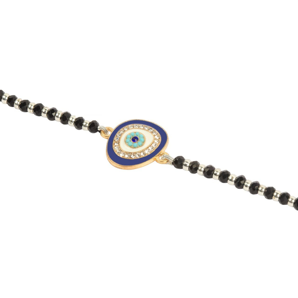 Black and Silver Beads and Blue Evil Eye Bracelet Protection Friendship Bracelets