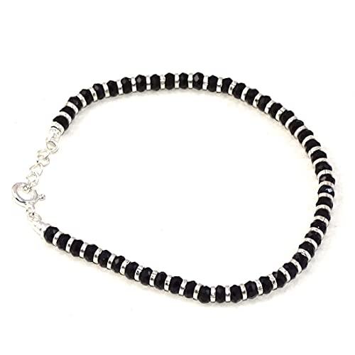 Silver Black Beads Nazariya Payal Anklet For Women/Girls