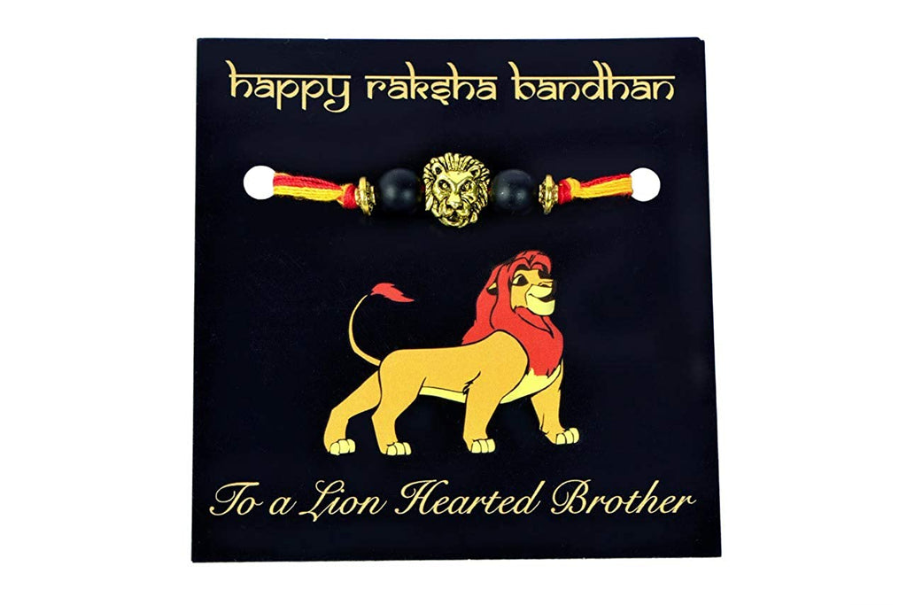 STRIPES Multi Color Thread with lion head Handmade Raksha Bandhan Rakhi For Brother