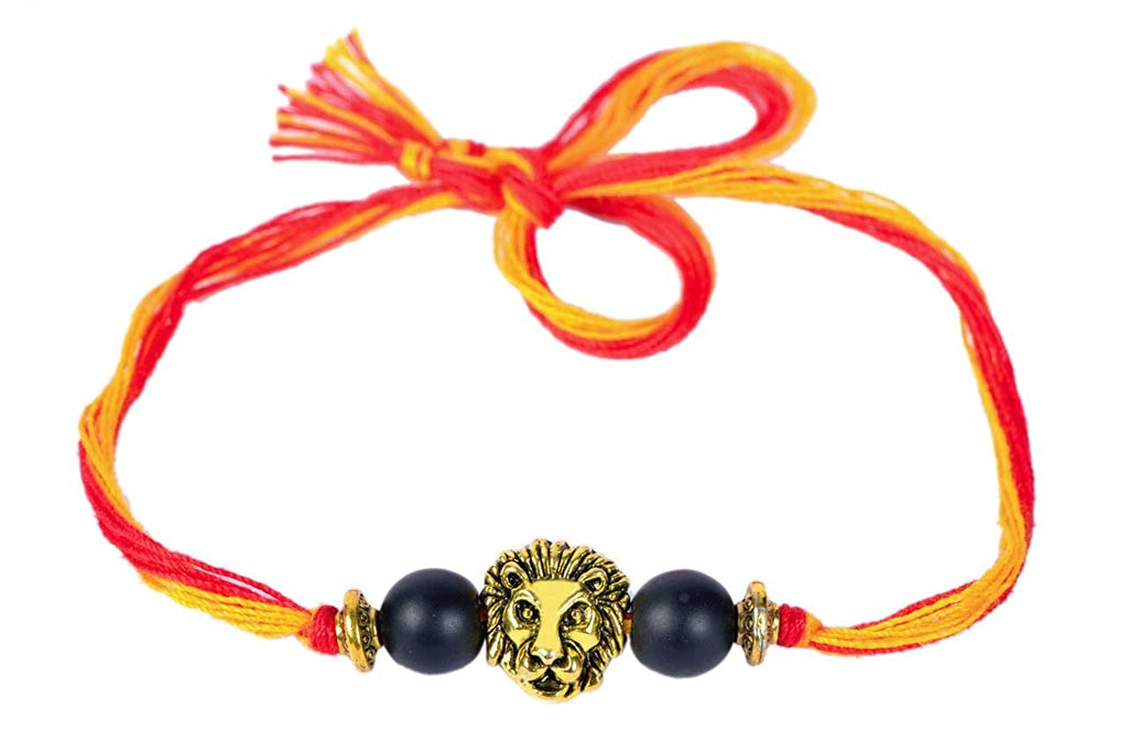 STRIPES Multi Color Thread with lion head Handmade Raksha Bandhan Rakhi For Brother