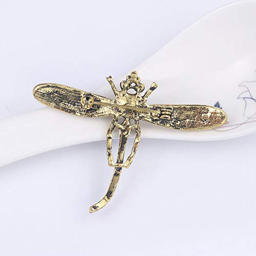 Dragonfly Brooch, Dress Decoration Dragonfly Design Crystal and Pearl Bronze Colour Saree Pin/Coat Pin/Brooch for Unisex men & women