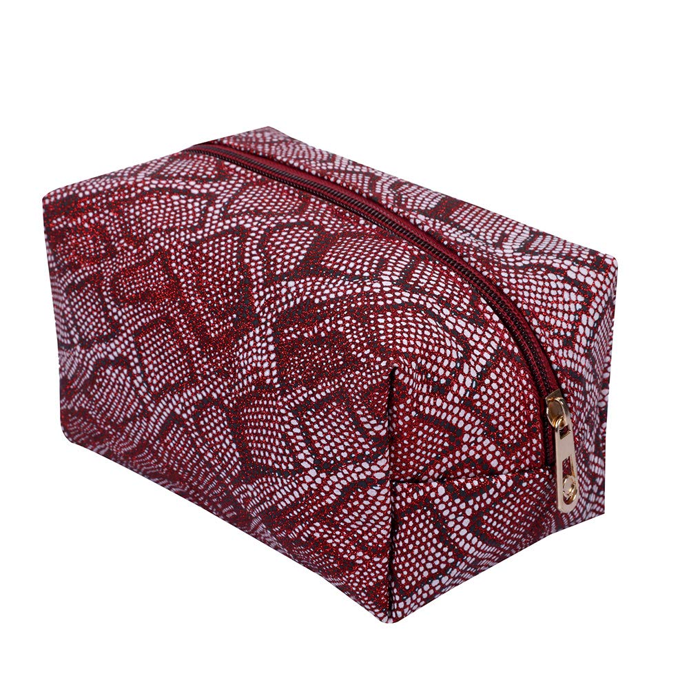 Snake Skin Design Cosmetic Bag (Maroon) | Cosmetic Pouch For women
