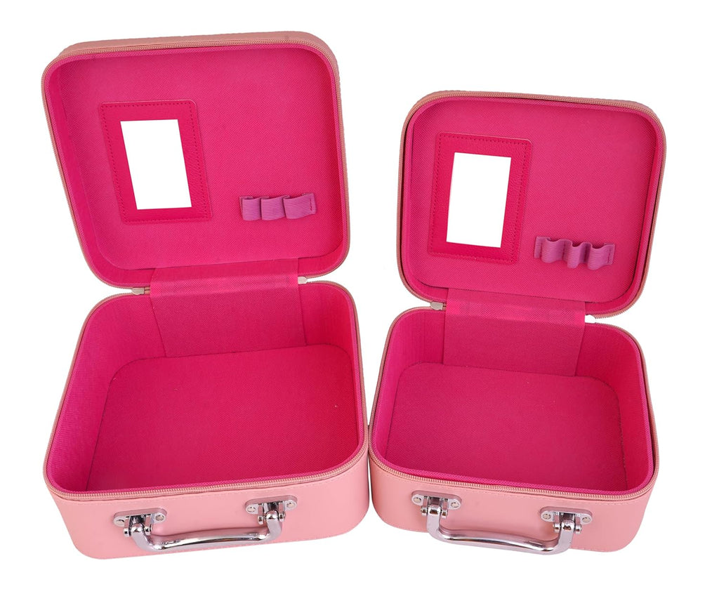 Pink Multicolor Makeup Vanity Box for Women | Makeup Box Good for Storage | Vanity Cosmetics Products Storage Box (Pack of 2)