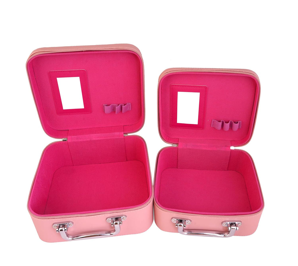 Peach Makeup Vanity Box for Women | Makeup Box Good for Storage | Vanity Cosmetics Products Storage Box Pack of 2 Durable