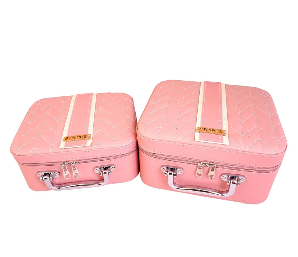 Peach Makeup Vanity Box for Women | Makeup Box Good for Storage | Vanity Cosmetics Products Storage Box Pack of 2 Durable