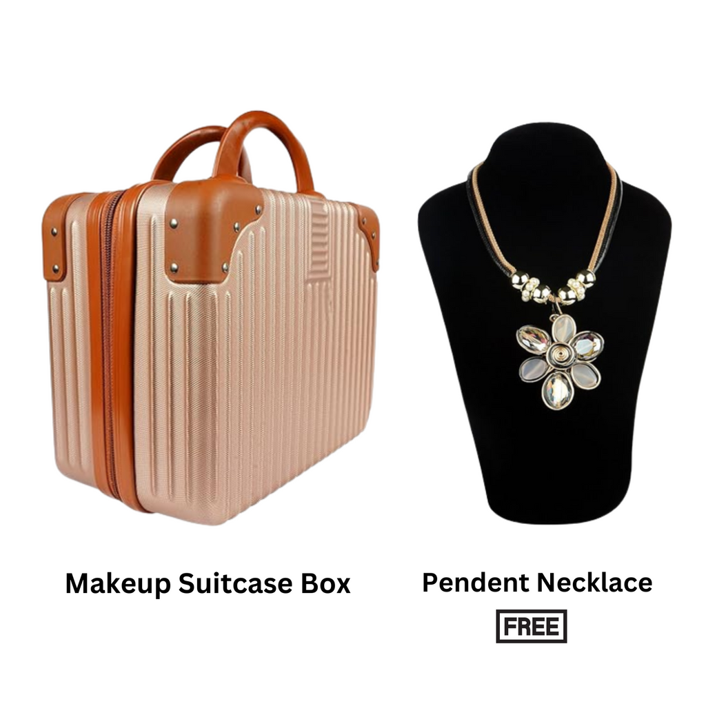 Travel Vanity Box Makeup Case Luggage | Free Fancy Pendant Necklace