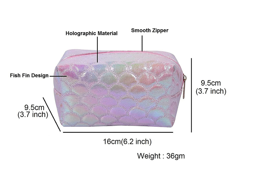 Fish Fin Design Holographic Cosmetic Bag (Pink) for women/girls