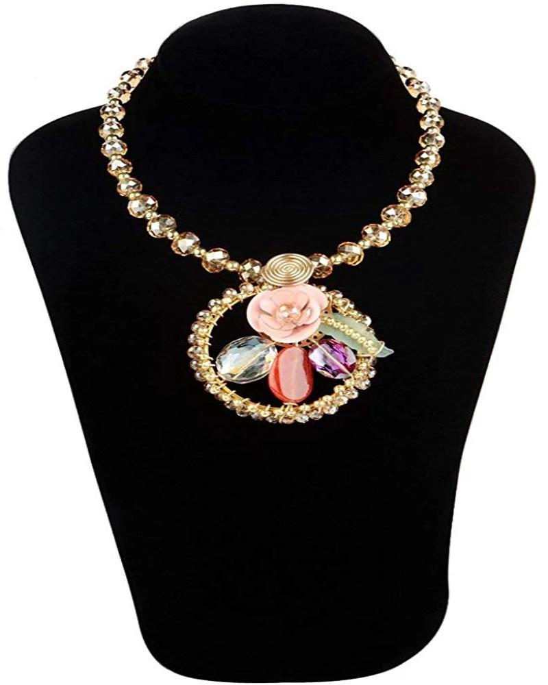 Pink Flower Design Pendent Necklace