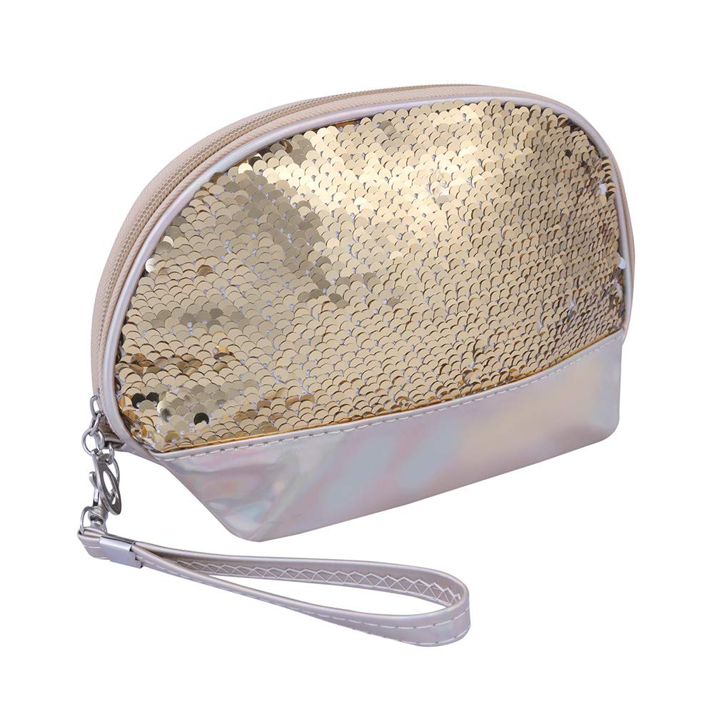 Shell Shape Gold holographic with Sequence Cosmetic Bag(Golden)