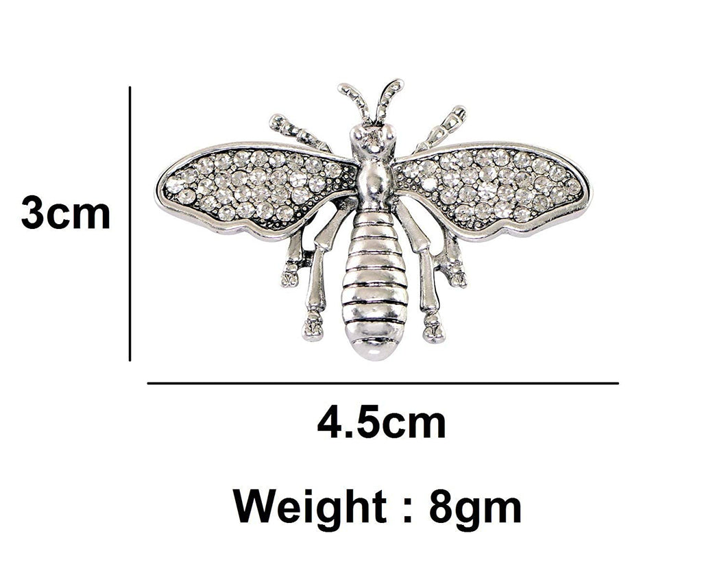 Silver Crystal Diamond Butterfly Brooch Pins